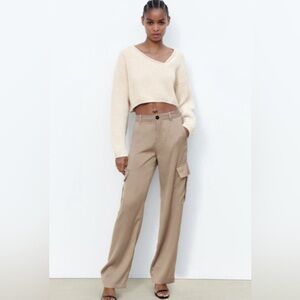 Zara satin effect cargo trousers